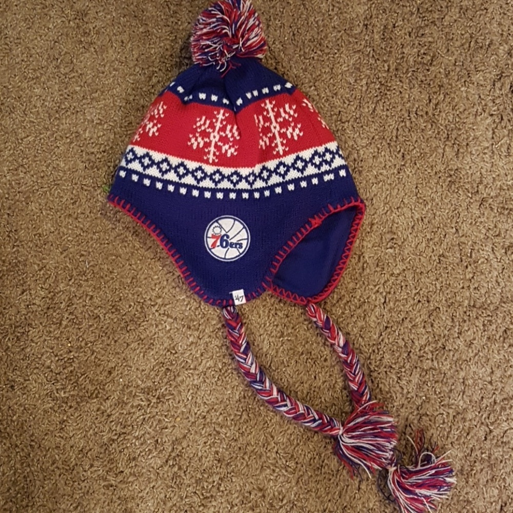 76ers blue and red braided hat. One size. 47 brand